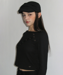 アイレットテープワッフルTシャツ_ブラック