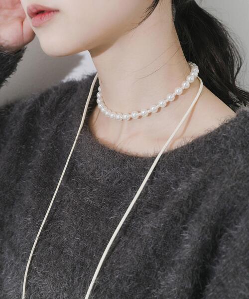 SMELLY(スメリー)の「パールコードチョーカーネックレス(ネックレス・レディース・アイボリー・-)」の1枚目の写真