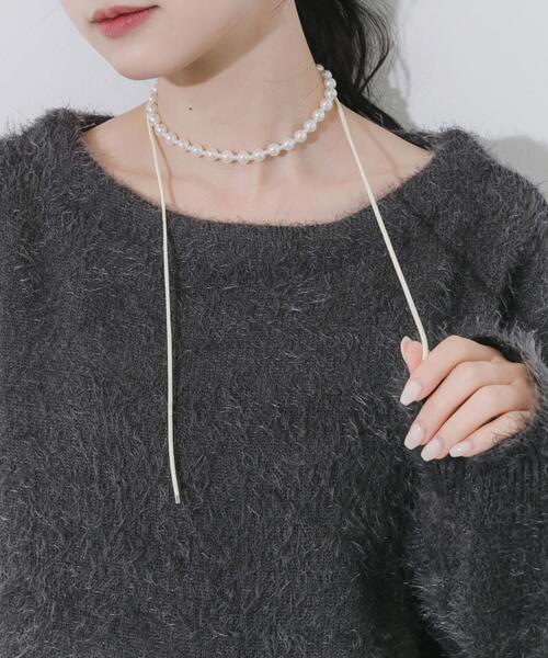 SMELLY(スメリー)の「パールコードチョーカーネックレス(ネックレス・レディース・アイボリー・-)」の2枚目の写真