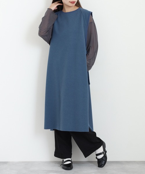 EGLANTINE(エグランティーヌ)の「EGLANTINE フェエイクウールロングジレ(ベスト・レディース・シルバーグレー/ブラック/ブルー・40)」の3枚目の写真