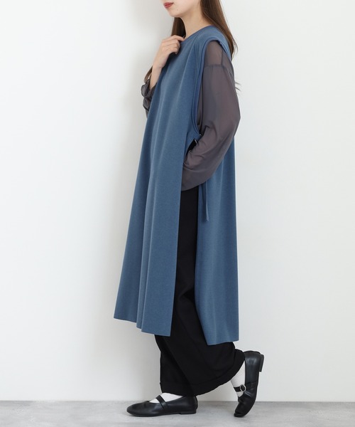 EGLANTINE(エグランティーヌ)の「EGLANTINE フェエイクウールロングジレ(ベスト・レディース・シルバーグレー/ブラック/ブルー・40)」の5枚目の写真