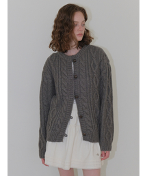 Cable Button Knit Cardigan, Charcoal