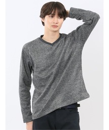 m.f.editorial | 【裏起毛】m.f.エディトリアルメンズ ヘリンボン 浅Vネック長袖Tシャツ(Tシャツ/カットソー)