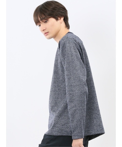 m.f.editorial(エムエフエディトリアル)の「【裏起毛】m.f.エディトリアルメンズ ヘリンボン 浅Vネック長袖Tシャツ(Tシャツ/カットソー・メンズ・グレー系その他2/ネイビー・MEDIUM/X-LARGE/LARGE)」の21枚目の写真