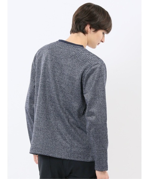 m.f.editorial(エムエフエディトリアル)の「【裏起毛】m.f.エディトリアルメンズ ヘリンボン 浅Vネック長袖Tシャツ(Tシャツ/カットソー・メンズ・グレー系その他2/ネイビー・MEDIUM/X-LARGE/LARGE)」の22枚目の写真