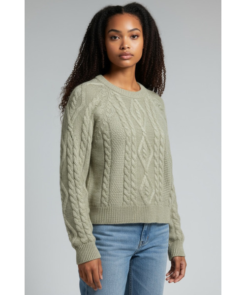 BORN SLIPPY(ボーンスリッピー)の「Soft Wool Cable Knit Sweater (Green)(ニット/セーター・レディース・その他・FREE)」の3枚目の写真