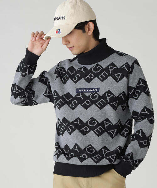 PEARLY GATES(パーリーゲイツ)の「【PEARLY GATES】ダブルJQロゴギザボーダー柄タートルニットプルオーバー(Tシャツ/カットソー・メンズ・ホワイト系その他/ダークインディゴブルー・MEDIUM/X-LARGE/LARGE)」の2枚目の写真