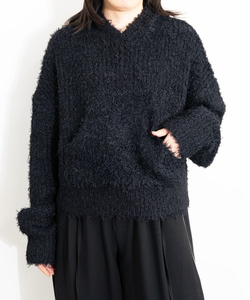 MIDVEIN（ミッドヴェイン）の「Poodle Hoody（ニット/セーター・レディース・ブラック/ピンク/ブラウン・FREE）」の2枚目の写真