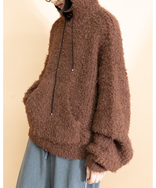 MIDVEIN（ミッドヴェイン）の「Poodle Hoody（ニット/セーター・レディース・ブラック/ピンク/ブラウン・FREE）」の14枚目の写真