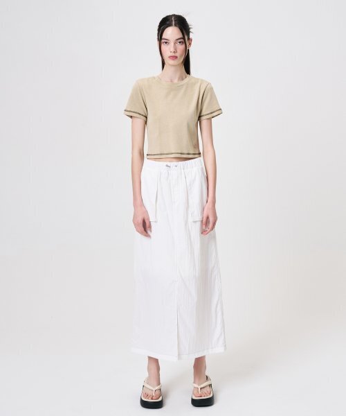 ETMON(エトモン)の「Pigment Stitch Detail T-Shirt, Khaki(Tシャツ/カットソー・レディース・その他・FREE)」の5枚目の写真