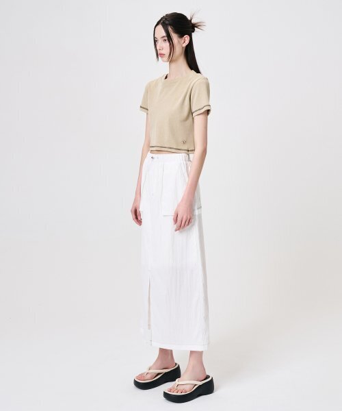 ETMON(エトモン)の「Pigment Stitch Detail T-Shirt, Khaki(Tシャツ/カットソー・レディース・その他・FREE)」の6枚目の写真