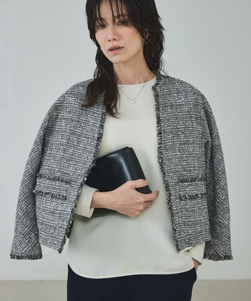 qualite（カリテ）の「ラメツイードジャケット/オケージョン/セレモニー/フォーマル/オフィスカジュアル/カセット服（テーラードジャケット・レディース・ブラック・フリー）」の11枚目の写真