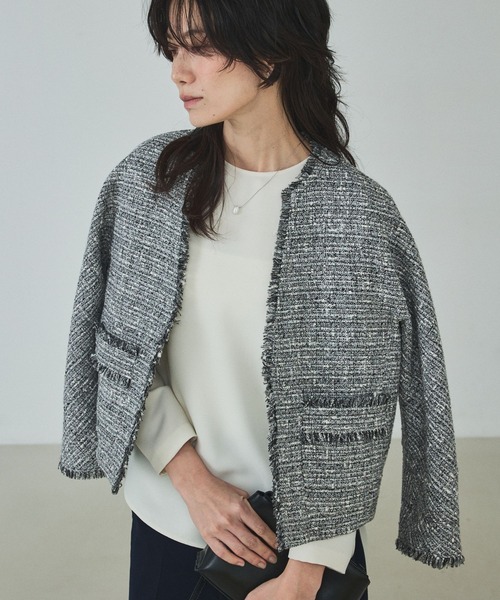 qualite（カリテ）の「ラメツイードジャケット/オケージョン/セレモニー/フォーマル/オフィスカジュアル/カセット服（テーラードジャケット・レディース・ブラック・フリー）」の12枚目の写真