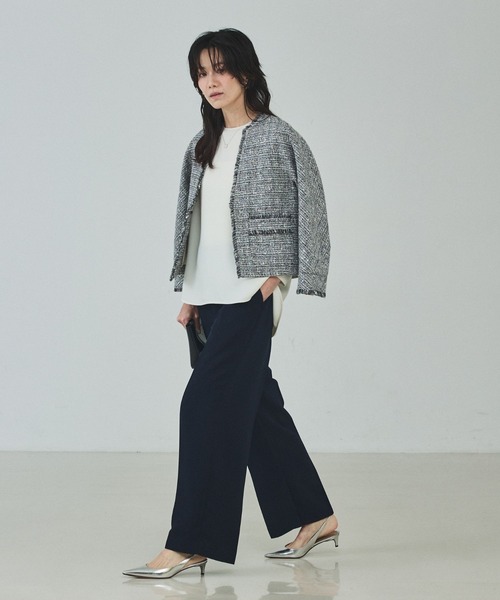 qualite（カリテ）の「ラメツイードジャケット/オケージョン/セレモニー/フォーマル/オフィスカジュアル/カセット服（テーラードジャケット・レディース・ブラック・フリー）」の10枚目の写真