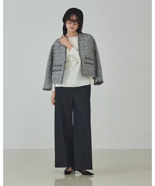 qualite（カリテ）の「ラメツイードジャケット/オケージョン/セレモニー/フォーマル/オフィスカジュアル/カセット服（テーラードジャケット・レディース・ブラック・フリー）」の3枚目の写真