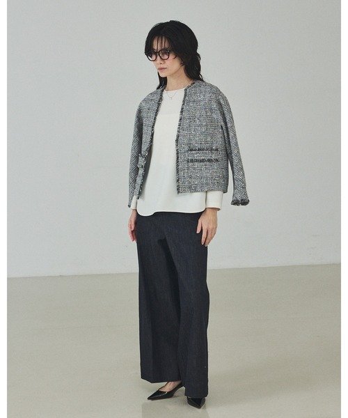 qualite（カリテ）の「ラメツイードジャケット/オケージョン/セレモニー/フォーマル/オフィスカジュアル/カセット服（テーラードジャケット・レディース・ブラック・フリー）」の4枚目の写真