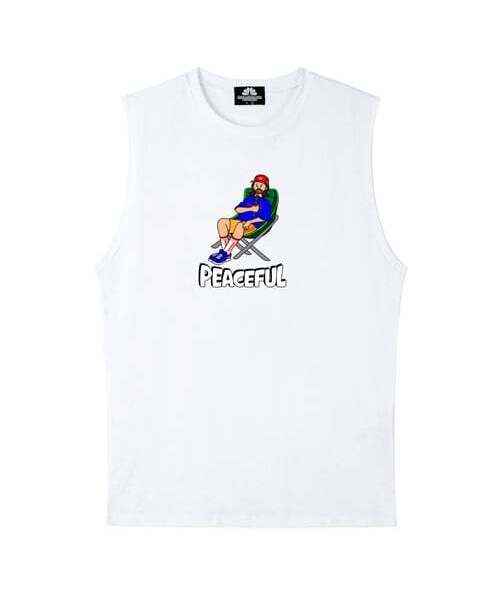 TRIPSHION(トリップション)の「CAMPING MAN スリーブレス - ホワイト(Tシャツ/カットソー・メンズ・その他・X-LARGE/MEDIUM/LARGE)」の1枚目の写真