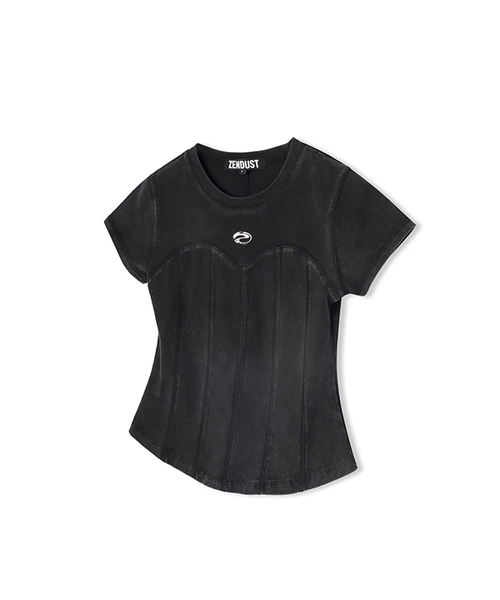 ZENDUST(ジェンダスト)の「Wonder Corset Short-sleeve BLACK(Tシャツ/カットソー・レディース・ブラック・SMALL/MEDIUM)」の1枚目の写真