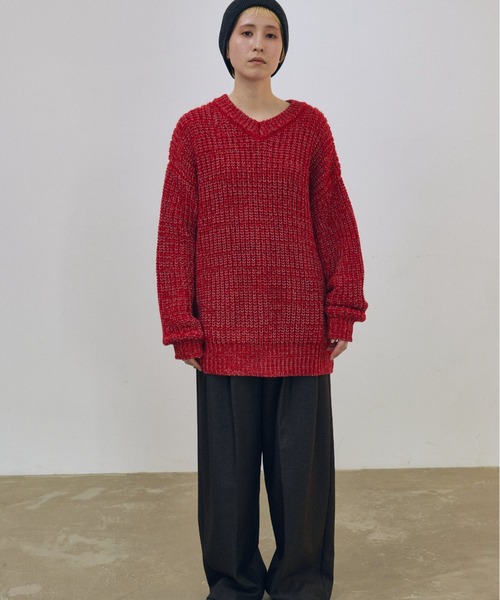 lit(リット)の「Mix Yarn Vneck Knit(ニット/セーター・レディース・レッド/ベージュ系その他/チャコールグレー・FREE)」の18枚目の写真