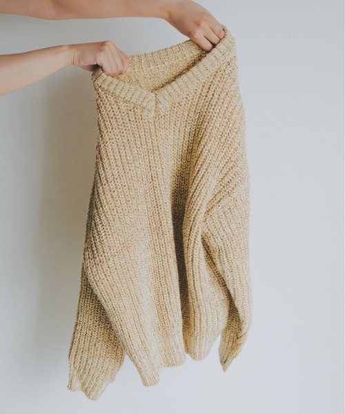 lit(リット)の「Mix Yarn Vneck Knit(ニット/セーター・レディース・レッド/ベージュ系その他/チャコールグレー・FREE)」の14枚目の写真