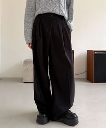 ウールライク ピンタック ワイド スラックス