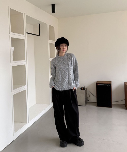 4INT.(フォイント)の「ウールライク ピンタック ワイド スラックス(スラックス・レディース・チャコール/ブラック・S/M/L)」の5枚目の写真