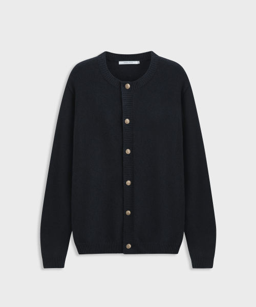 Round Neck Button Cardigan Navy