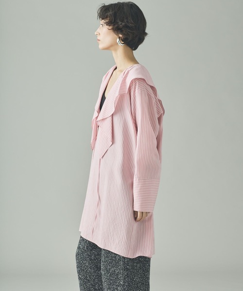 Curensology（カレンソロジー）の「Curensology(カレンソロジー)/＜C.S.G＞ストライプラッフルブラウス（シャツ/ブラウス・レディース・ブルー/ピンク/ライトピンク/サックスブルー・FREE）」の18枚目の写真