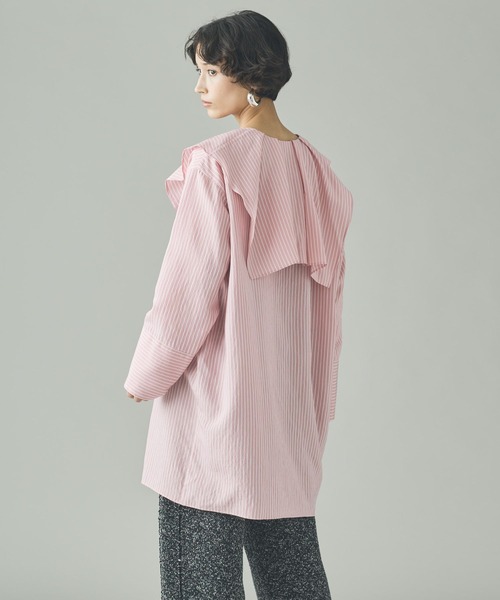 Curensology（カレンソロジー）の「Curensology(カレンソロジー)/＜C.S.G＞ストライプラッフルブラウス（シャツ/ブラウス・レディース・ブルー/ピンク/ライトピンク/サックスブルー・FREE）」の19枚目の写真