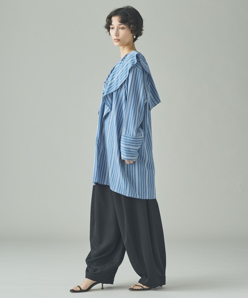 Curensology（カレンソロジー）の「Curensology(カレンソロジー)/＜C.S.G＞ストライプラッフルブラウス（シャツ/ブラウス・レディース・ブルー/ピンク/ライトピンク/サックスブルー・FREE）」の6枚目の写真