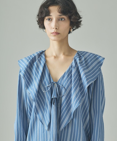 Curensology（カレンソロジー）の「Curensology(カレンソロジー)/＜C.S.G＞ストライプラッフルブラウス（シャツ/ブラウス・レディース・ブルー/ピンク/ライトピンク/サックスブルー・FREE）」の8枚目の写真