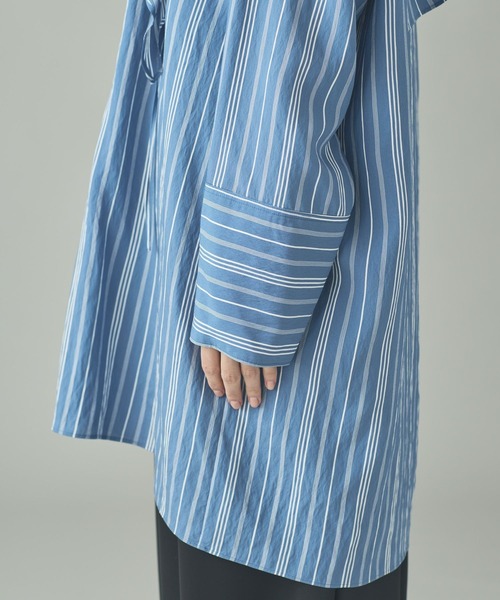 Curensology（カレンソロジー）の「Curensology(カレンソロジー)/＜C.S.G＞ストライプラッフルブラウス（シャツ/ブラウス・レディース・ブルー/ピンク/ライトピンク/サックスブルー・FREE）」の9枚目の写真