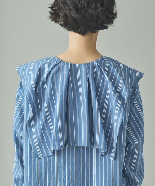 Curensology（カレンソロジー）の「Curensology(カレンソロジー)/＜C.S.G＞ストライプラッフルブラウス（シャツ/ブラウス・レディース・ブルー/ピンク/ライトピンク/サックスブルー・FREE）」の10枚目の写真