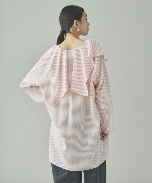 Curensology(カレンソロジー)の「Curensology(カレンソロジー)/<C.S.G>ストライプラッフルブラウス(シャツ/ブラウス・レディース・ブルー/ピンク/ライトピンク/サックスブルー・FREE)」の15枚目の写真