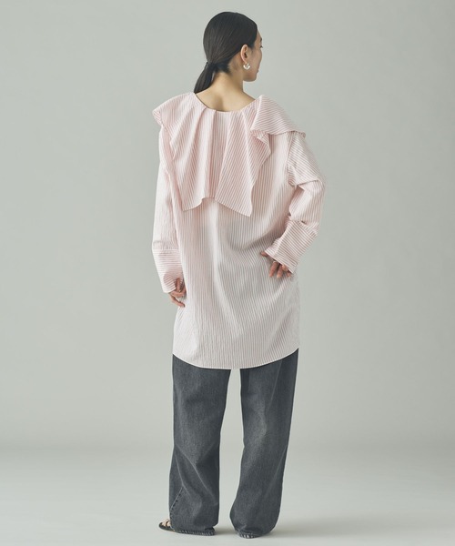 Curensology(カレンソロジー)の「Curensology(カレンソロジー)/<C.S.G>ストライプラッフルブラウス(シャツ/ブラウス・レディース・ブルー/ピンク/ライトピンク/サックスブルー・FREE)」の17枚目の写真