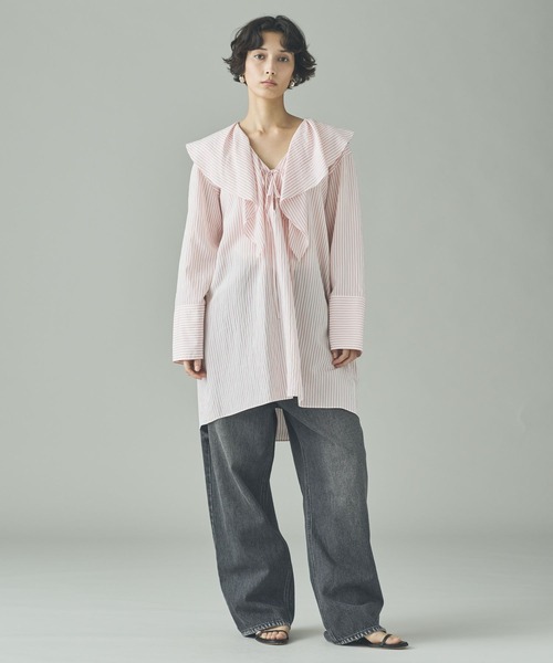 Curensology(カレンソロジー)の「Curensology(カレンソロジー)/<C.S.G>ストライプラッフルブラウス(シャツ/ブラウス・レディース・ブルー/ピンク/ライトピンク/サックスブルー・FREE)」の20枚目の写真