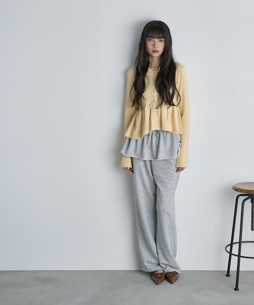 THE YOn（ザヨン）の「ペプラムリブニットポロカーディガン（カーディガン/ボレロ・レディース・グレー/モスグリーン/ブラック/イエロー・FREE）」の5枚目の写真