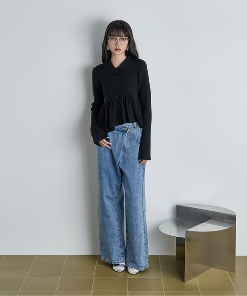 THE YOn（ザヨン）の「ペプラムリブニットポロカーディガン（カーディガン/ボレロ・レディース・グレー/モスグリーン/ブラック/イエロー・FREE）」の14枚目の写真