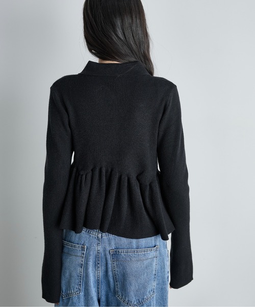 THE YOn（ザヨン）の「ペプラムリブニットポロカーディガン（カーディガン/ボレロ・レディース・グレー/モスグリーン/ブラック/イエロー・FREE）」の13枚目の写真