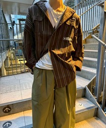 over print（オーバープリント）の「【over print】＜UNISEX＞BREAK WIDE SHIRTS / オーバープリント / ストライプシャツ / オーバーシルエット / ワイドシャツ /（シャツ/ブラウス）」