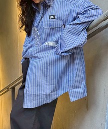 over print（オーバープリント）の「【over print】＜UNISEX＞BREAK WIDE SHIRTS / オーバープリント / ストライプシャツ / オーバーシルエット / ワイドシャツ /（シャツ/ブラウス）」