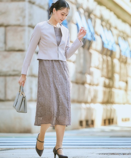 銀色のスパンコール付きジャケット＋ワンピース スパンコール付きレースワンピース | JILL by JILL STUART（ジル バイ