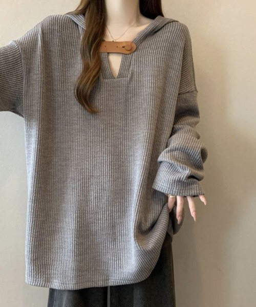SallyLunn(サリーラン)の「フロントアクセントリブパーカー(パーカー・レディース・グレー/ベージュ・MEDIUM/LARGE)」の12枚目の写真