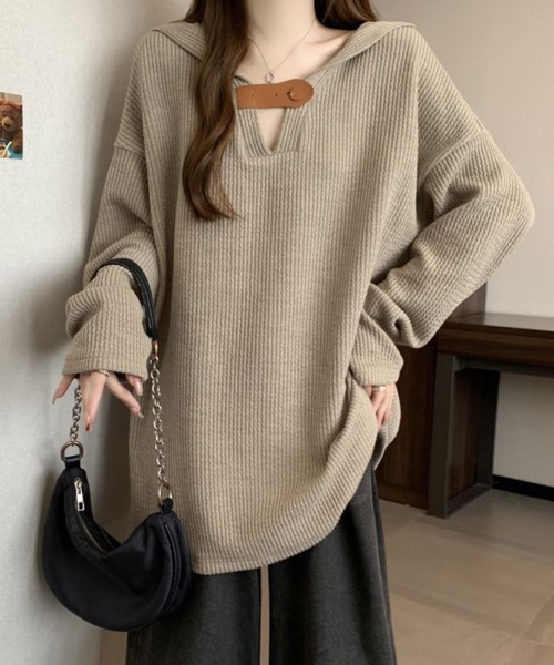 SallyLunn(サリーラン)の「フロントアクセントリブパーカー(パーカー・レディース・グレー/ベージュ・MEDIUM/LARGE)」の9枚目の写真