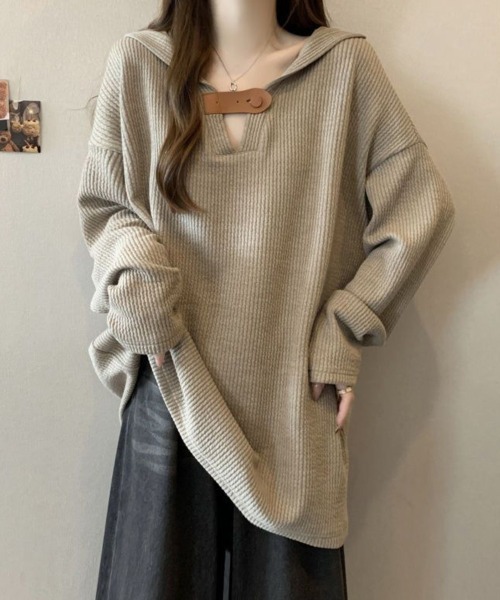SallyLunn(サリーラン)の「フロントアクセントリブパーカー(パーカー・レディース・グレー/ベージュ・MEDIUM/LARGE)」の10枚目の写真