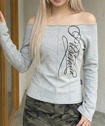 『mahagrid/マハグリッド』 WASHED CUT OUT PRESENT OFF SHOULDER TEE/ ウォッシュ加工カットアウト プレゼントオフショルダーTシャツ