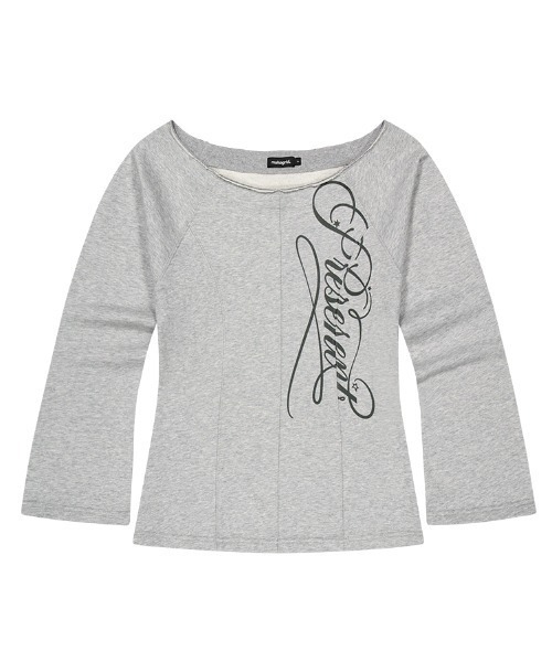 MAHAGRID(マハグリッド)の「『mahagrid/マハグリッド』 WASHED CUT OUT PRESENT OFF SHOULDER TEE/ ウォッシュ加工カットアウト プレゼントオフショルダーTシャツ(Tシャツ/カットソー・レディース・グレー・FREE)」の6枚目の写真