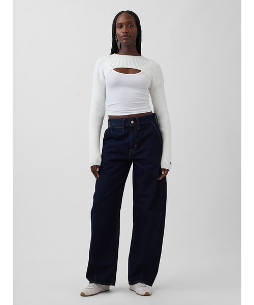 GAP（ギャップ）の「コットン100% リラックスフィット リブ ボレロセーター（ニット/セーター・レディース・オフホワイト/チャコールグレー/ブルー/ピンク・XXS/XL/L/M/S/XS）」の14枚目の写真