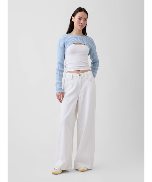 GAP（ギャップ）の「コットン100% リラックスフィット リブ ボレロセーター（ニット/セーター・レディース・オフホワイト/チャコールグレー/ブルー/ピンク・XXS/XL/L/M/S/XS）」の15枚目の写真