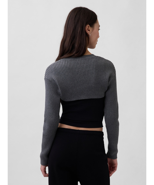 GAP（ギャップ）の「コットン100% リラックスフィット リブ ボレロセーター（ニット/セーター・レディース・オフホワイト/チャコールグレー/ブルー/ピンク・XXS/XL/L/M/S/XS）」の17枚目の写真